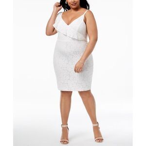 Soprano Trendy Plus Size Ruffled Lace Bodycon Dress